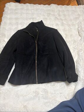 Women's Black Suede Zip-Front Jacket
